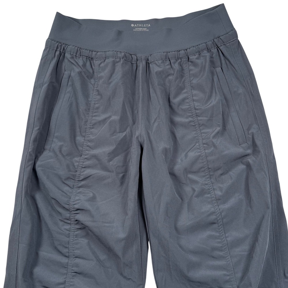 Athleta Attitude Pant Womens 4 Gray Ruched Jogger Activewear Travel Stretch